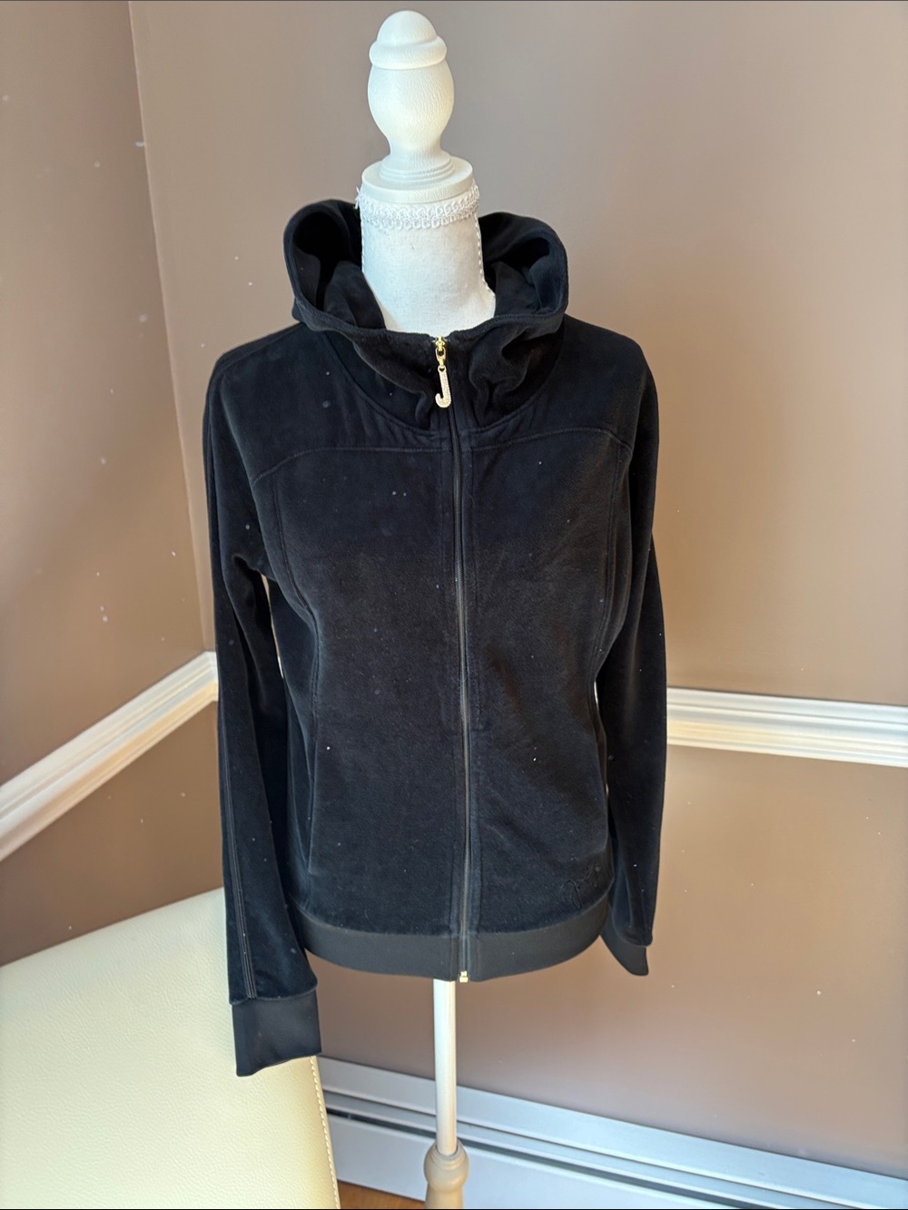 Juicy Couture Black Hooded Zip-Up Teddy Jacket